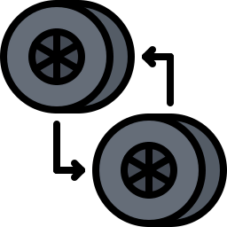 An icon of a towing truck shows tire change service